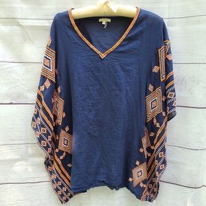 Tyler Boe Tunic In Navy with Orange Embroidery
